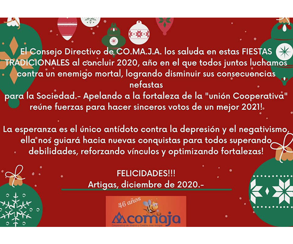 Comaja les desea una Feliz Navidad y un próspero año 2021